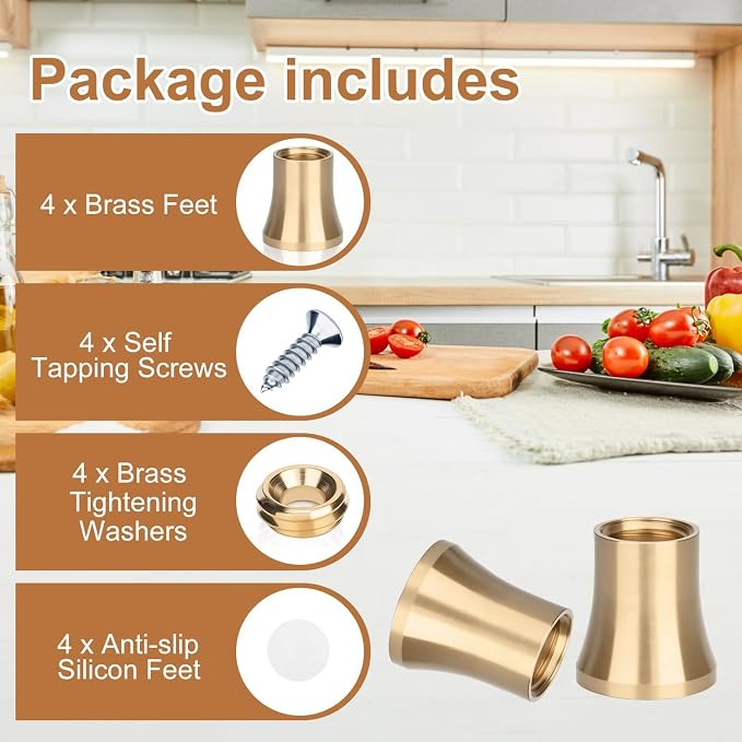 Brass Cutting Board Feet，Chopping Board Feet Set - Image 4