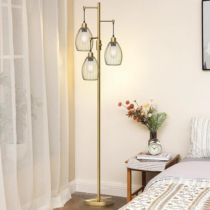 Dimmable Floor Lamp, 3 x 800LM LED Edison Bulbs Included, Farmhouse Industrial - Image 5