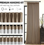 MIULEE Cafe Brown Pinch Pleated 100% Blackout Linen Curtains 40x84 Inches | - Image 8