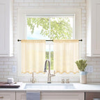 MIULEE 2 Panels Half Window Sheer Curtains 29 by 24 Inch Cream Beige | Rod by MIULEE