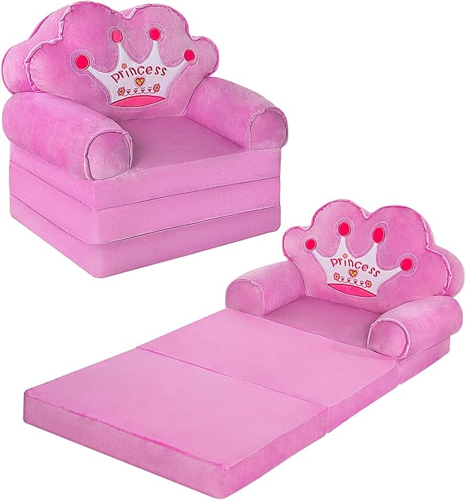 MOONBEEKI Kids Couch Fold Out, Foldable Princess Chair by MOONBEEKI
