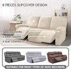 ULTICOR Velvet 8-Pieces Recliner Sofa Covers Stretch Reclining Couch Covers - Image 2