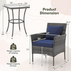 Tangkula 3-Piece Patio Furniture Set, PE Wicker Conversation Bistro Set w/A - Image 4