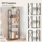 HOOBRO Bookshelf, 5-Tier Industrial Bookcase, Book Shelf Storage Organizer - Image 7