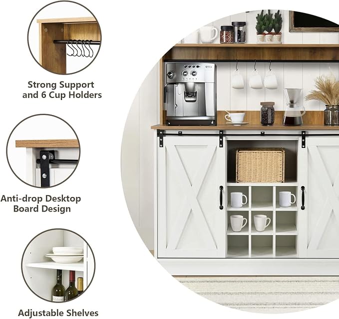 4ever2buy Farmhouse Coffee Bar Cabinet - Image 5