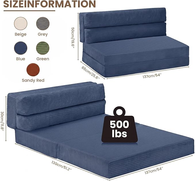 JUIKURY Folding Sofa Bed, Convertible Sleeper Chair - Image 2