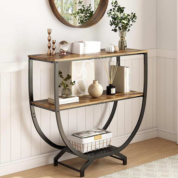 GILLAS 3 Tier Console Tables, Sofa Table Behind Couch, Industrial Entryway by GILLAS