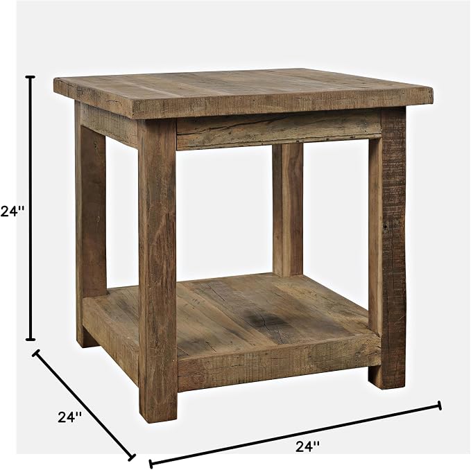 Jofran Reclamation Rustic Reclaimed Solid Wood Square End Table - Image 3