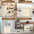 BelugaHelper Storage Ottoman Foot Rest Stool, Folding Leather Footstool Bench - Image 4