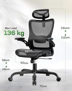 Marsail Ergonomic Mesh Office Chair High Back Home Office Desk Chair - Image 3