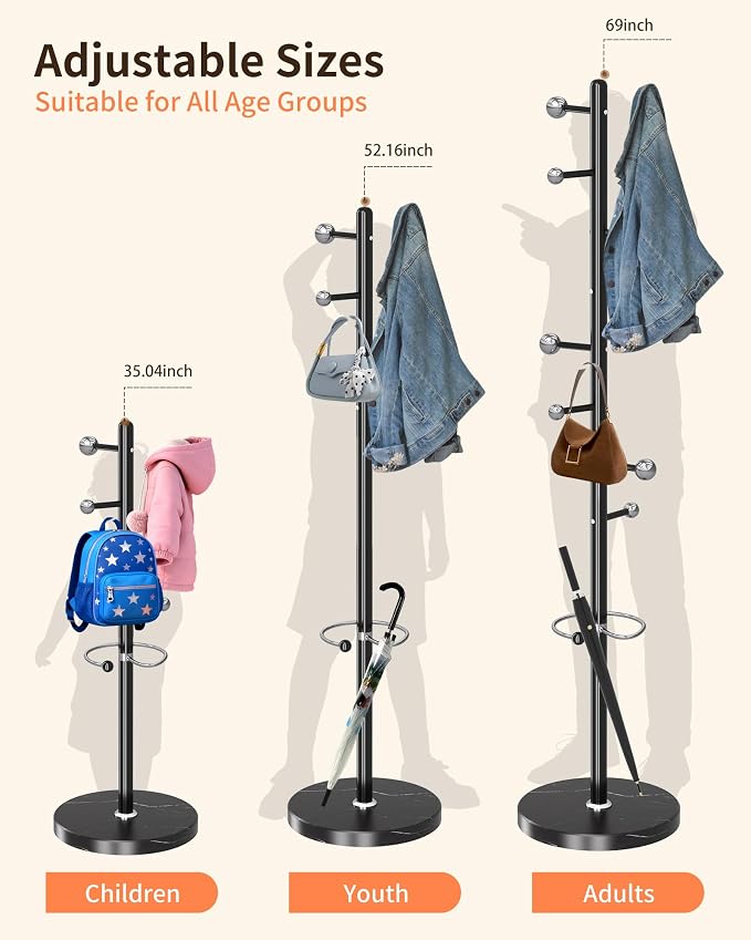 ZOZOE Metal Coat Rack Stand, Modern Coat Rack Freestanding - Image 4