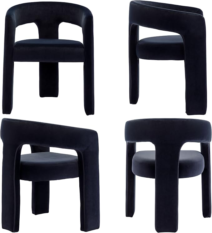 BESTANO Set of 4 Modern Velvet Fabric Upholstered Dining Chairs - Image 7