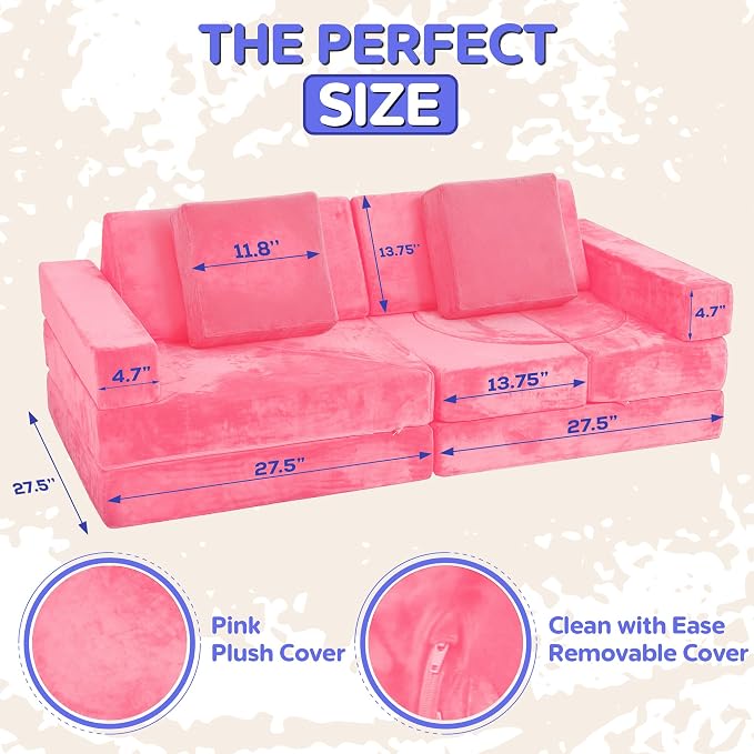 Contour Comfort Kids Couch 14 PC Modular Kids Play Couch Set – Convertible Sofa - Image 2