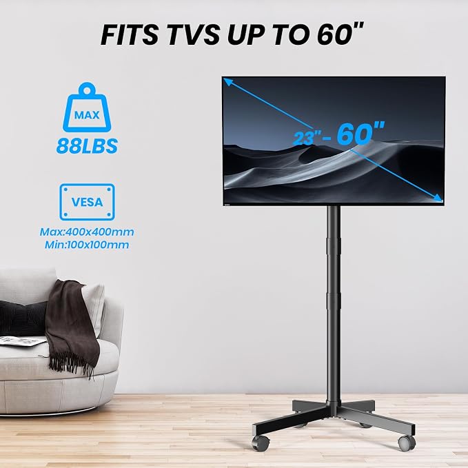 Mobile TV Cart Rolling TV Stand - Image 7