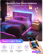 HWB Nightstand with RGB Lights, 3 Drawers Night Stand with Hidden Storage - Image 3