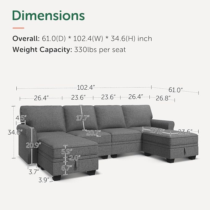 HONBAY Convertible Sectional Sofa - Image 2