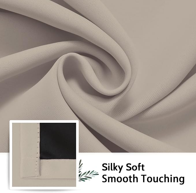SimpleHome Natural 100% Blackout Curtains Room Darkening Living Room 90L | - Image 7