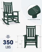 KINGYES Oversized Outdoor Rocking Chair, All-Weather Patio Rocking Chairs - Image 3