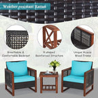 Tangkula 3 Pieces Patio Wicker Furniture Set, Rattan Outdoor Sofa Set - Image 7