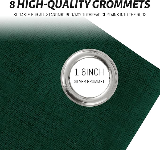 Yakamok Dark Green Linen Textured Curtains 96 Inches Long - Image 4