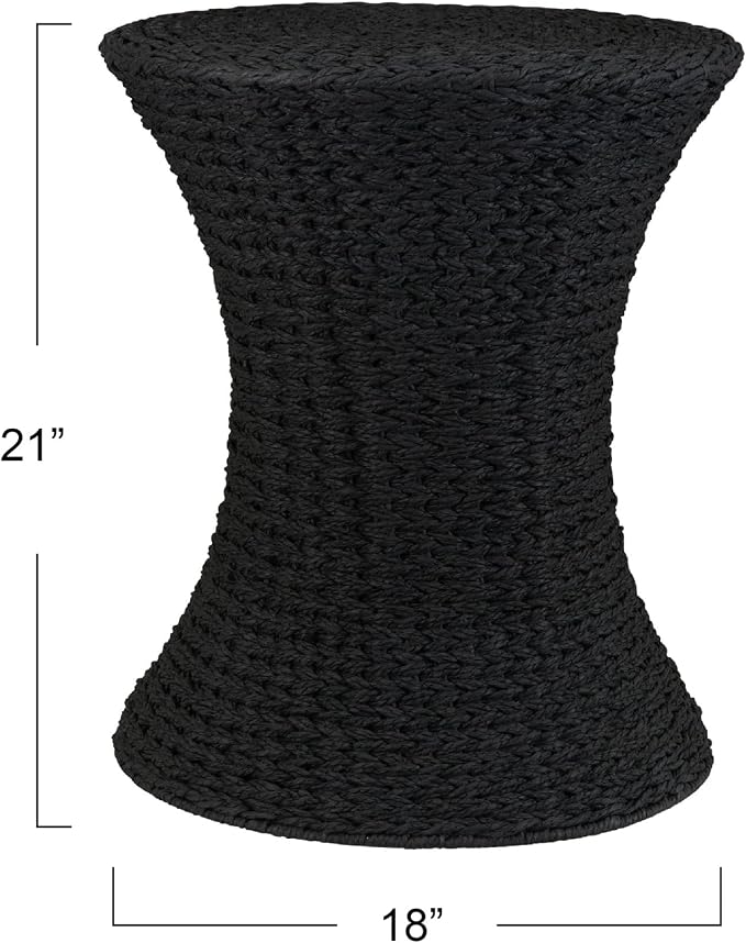 Household Essentials Black Paper Rope Hourglass Side Table - Image 3