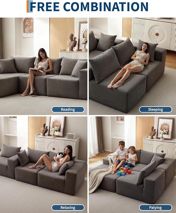 GarveeTech Corduroy Modular L Shape Sofa, Cloud Feel Compressed Sectional Couch - Image 3