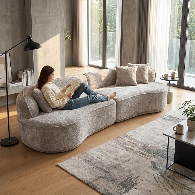 Compressed C-Shaped Sectional Sofa, 2-Box Easy Delivery, No Tools Assembly by szlizccc