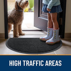 OLANLY Half Circle Front Door Mat 47x30, Waterproof Heavy-Duty Doormat | Black - Image 7