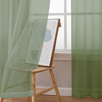 Sheer Curtains, Sage Green Sheer Curtains 78 inch Length 2 Panels Set, Rod - Image 3