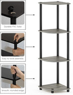Furinno TURN-N-TUBE Corner Shelf, 4-Tier Corner Bookshelf, Display Storage - Image 5