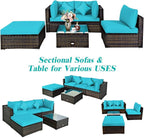 Tangkula 5 Pieces Patio Rattan Furniture Set, Outdoor Sectional Rattan Sofa Set - Image 7