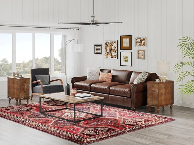 Solid Wood Sunburst End Table Set of 2, No Assembly Required 2 Drawers Sofa - Image 6