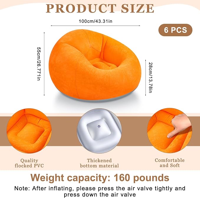 Realspring 6 9 12 Pcs Inflatable Bean Bag Chairs - Image 2