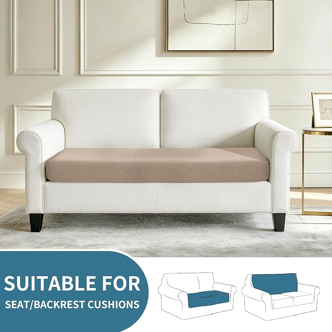 XINEAGE Couch Cushion Covers, Loveseat Seat Slipcovers - Image 2