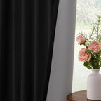 INOVADAY Linen Textured 100% Blackout Sliding Door Curtains 102x90 Black | 1 - Image 7