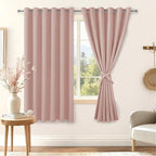 Grommet Blackout Curtains for Bedroom 70 x 63 Inches Blush 2 Panels | Thermal by Hiasan