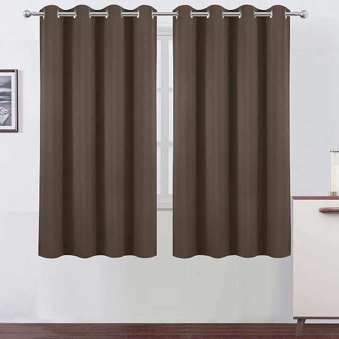 Chocolate Brown Blackout Curtains 66 x 63 Inch Length/Set of 2 Curtain - Image 2