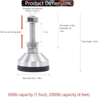 Heavy Duty 2000 lb Capacity Stainless Steel Adjustable Leveling Feet - Image 2