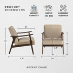 Lexicon Mid Century Modern Chair Velvet Accent Chair - Image 2