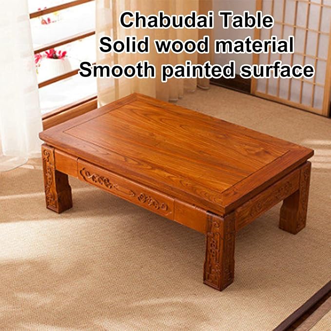 Solid Wood Japanese Floor Table, Tatami Style Rectangular Coffee Table - Image 3