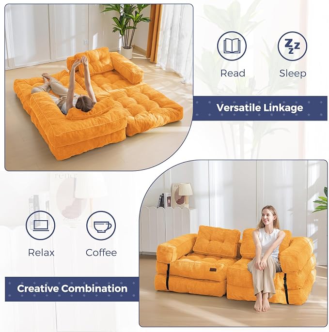 MAXYOYO Folding Sofa Bed, L-Shaped Convertible Sofa Bed Foldable Sleeper - Image 8