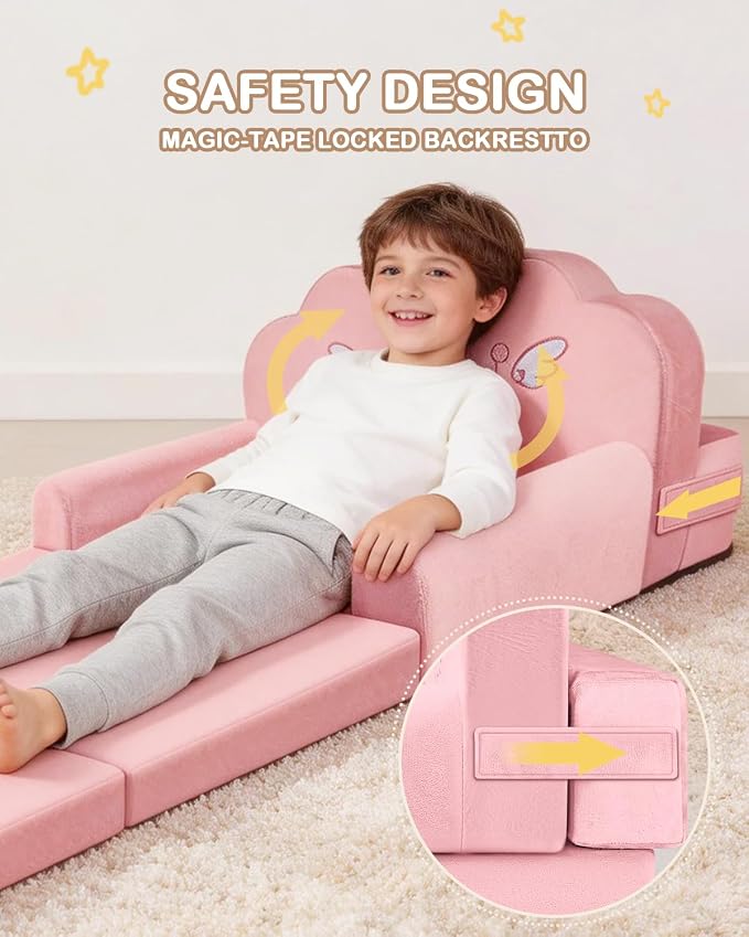 Toddler Chair and Kids Couch, 2-in-1 Fold Mini Sofa & Lounger Comfy, Reinforce - Image 4