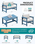 SERWALL 8 Pieces HDPE Outdoor Conversation Sofa Set - Image 4