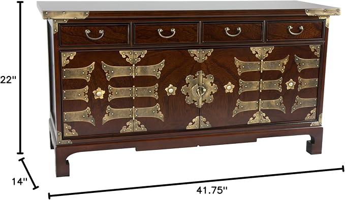 Oriental Furniture Korean Antique Style Coffee Table Low Chest - Image 2
