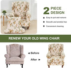 HAOYONG Wing Chair Slipcovers Stretch Wingback Chair Covers Printed 2 Pieces - Image 7