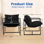 Kromax Sling Accent Chair, Cozy Living Room Chairs, Square Metal Frame - Image 2