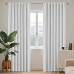 Joydeco 84 Inch 60% Blackout White Curtains 2 Panels, Elegant Soft Sheer by JOYDECO