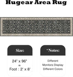 2x8 Black Beige Vintage Floral Washable Runner Rug - Image 2