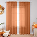 Sheer Orange Curtains 84 inch Length 2 Panels Set, Airy Soft-Touching Rod by OVZME