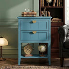 22" Blue Accent Side Cabinet, Modern Wood Sideboard by YHFEXYT
